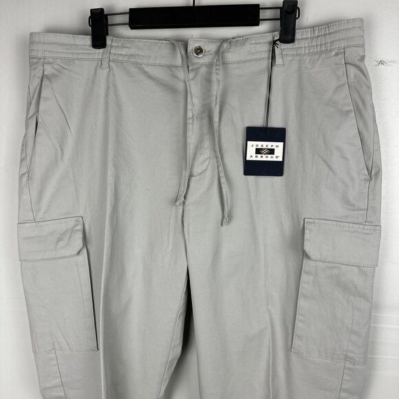 Joseph Abboud | Gray Drawstring Cargo Cotton Pants | Large 54x32” Flex Waist - Picture 3 of 6